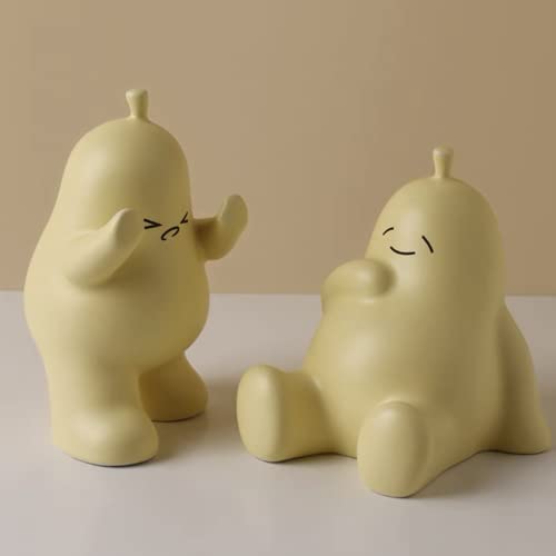 Linxia Pear Bookends Cheese Yellow Ceramic Creative Bookends for Shelves Book Holder Stopper for Books/Movies/CDs/Video Games (1 Pairs) Backrest Style - color: Goose Yellow, size: Backrest style