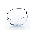 WGV Slant Cut Bowl Glass Vase, Width 9", Height 8.25", Clear Terrarium, Candy Dish, Fruit Jar, Floral Container for Wedding Party Event, Home Office Decor, 1 Piece - size: Slant Bowl 8"H