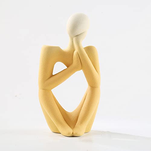 Creative Minimalist Niche Abstract Art vase Ornaments Simple Modern Living Room TV Cabinet Wine Cabinet Home Decorations. (Light Yellow)