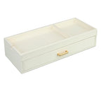 HofferRuffer Valet Jewelry Tray Organizer with Drawer, Faux Leather Storage Catchall Box Phone Charging Station Tray with Dresser Nightstand Desktop Drawer Organizer (White) - color: White