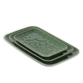 vicrays Ceramic Rectangle Serving Platters - 14" 12" 10" Porcelain Serving Trays Plates for Party BBQ Appetizers Sushi Dessert - Microwave Oven and Dishwasher Safe - Set of 3 Green - color: Green