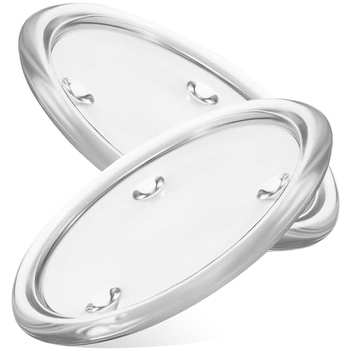 HOMSFOU Clear Glass Pillar Candle Holder Plates, 5.11 Inch Round Crystal Tray - Glass Plate for Aromatherapy Candles, Home Decor, Wedding Banquet, 2 Pack
