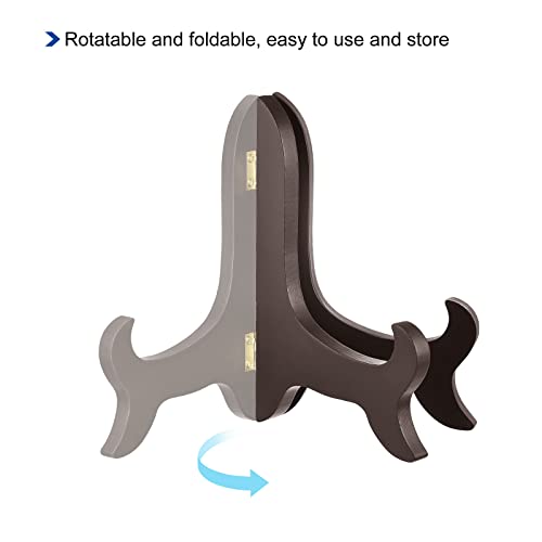 uxcell 2pcs 7" Easel Plate Holder, Wooden Folding Display Stand Brown for Decorative Picture Frame - color: Brown, size: 7"