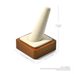 Single Finger Wood Ring Display Stand Wooden Ring Holder Microfiber Jewelry Display Stand for Showcase (Creamy-white) - color: Creamy-white