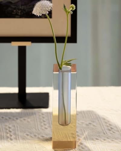 Acrylic Vase, Bud Vase for Centerpieces, Maximalist Decor Cute Flowers Vases for Modern Home, Office, Bedroom, Living Room, Dining Table (Blue, Yellow) - color: Blue, Yellow