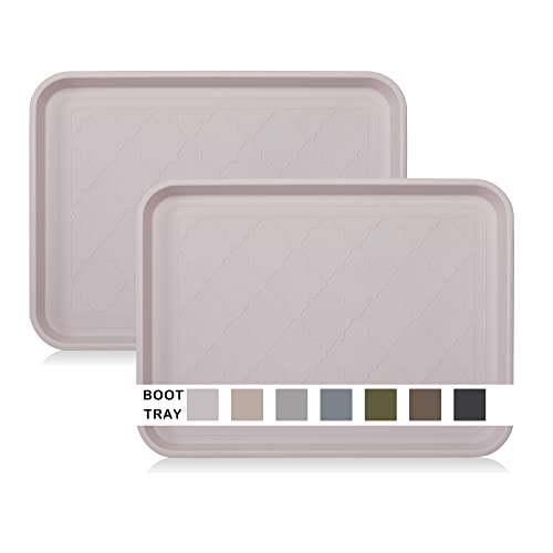 WATANIYA PET Boot Tray and Multi-Purpose Mat, 2 Packs in 16.7"x12.8", Waterproof, Raised Edge for Boots, Shoes and Pets Indoor/Outdoor - color: Milky, size: (2Pack) 16.7''x 12.8''