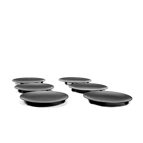 Hosley Set of 6 Black Iron Pillar Candle Holder Plates – 4.75" Inch Diameter- Decorative Round Trays for Pillar Candles – Ideal for Weddings, Special Occasions, Home Décor, and Pedestal Displays - color: Black, size: 4.75'' diameter