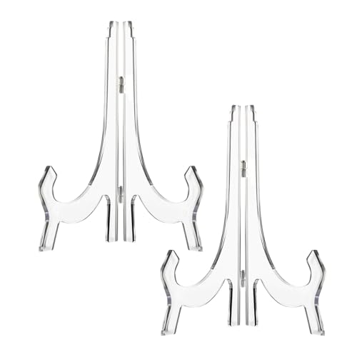 2 Pieces 9.8 inch Clear Acrylic Easels, Display Stands for Photos, Picture Frames, or Other Items. Ideal for Weddings, Birthdays, Home Decor, and Table Displays-photo stands for table display