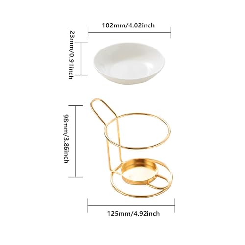 Qianly Essential Oil Burner Tealight Candle Holder, Fragrance Decoration Melt Burner, Oil Warmer for Bedroom, Gold - color: Gold&white(b)