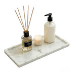 Marble Tray, Stone Bathroom Tray for countertop, Small White Marble Vanity Tray for Perfume, Skincare & Bathroom Accessories