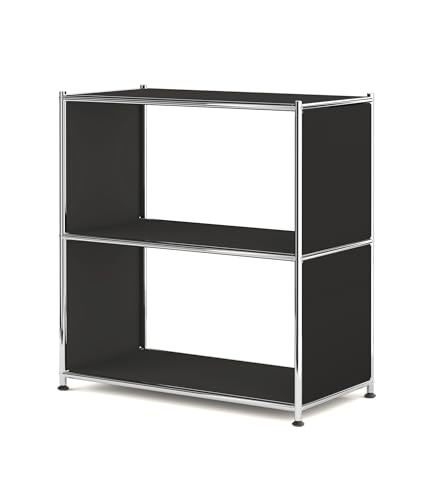 32-Inch 2-Tier Metal Bookcase, Open Shelf Storage Organizer for Living Room, Bedroom, Side Table or Nightstand Use, Modern DIY Assembly, Black - color: Matt Black
