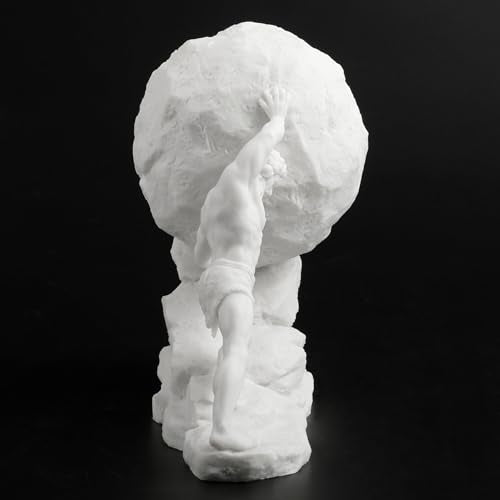Veronese Design 8 1/8 Inch Sisyphus Pushing The Eternal Boulder Resin Statue Marble White Finish Home Decor Sculpture Greek and Roman Collectible - color: Marble White Finish