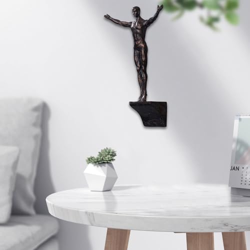 Climbing Man Wall Sculpture – Resin Decor Figure, Modern Art Accent, Black Home Ornament | Unique 3D Hanging Statue Piece, Artistic Abstract Wall Decoration Setup Living Room Bedroom Workplace Design - size: diving, style: Black