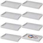 Inbagi 8 Pcs Small Velvet Jewelry StorageTray Stackable Drawers Organizer 8.3 x 4.7 x 1 Inches - color: Gray
