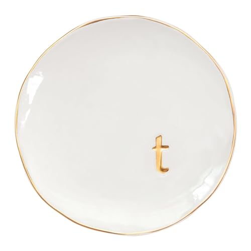 COLLECTIVE HOME - Ceramic Jewelry Tray, Decorative Trinket Dish for Rings Earrings Necklaces Bracelet Watch Keys, Birthday Mother's Day Christmas Gift for Women, 4.75", Glossy (t) - color: T