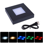 4.33 inch LED Multimodal Multicolor Light Stand Base - Black Square Display Base for 3D Crystal Glass Art - USB/Battery Powered Crystal Stand - color: D-multi-mode Black Base