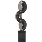 Deco 79 Crystal Geometric Decorative Sculpture Abstract Two-Tone Home Decor Statue with Stacked Semi Circles, Accent Figurine 5" x 4" x 18", Black