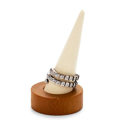 Oirlv Solid Wood Single Ring Display Stand Creamy White Ring Organizer Holder for Women Gift - color: Single Wood Creamy-white