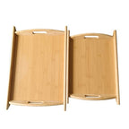 Bamboo Serving Tray Rectangle Platter Breakfast Dinner Food Bed Tray for Eating Kitchen Restaurants (1, 15" x 10.2" x 1.2" (with Handle)) - size: 15" x 10.2" x 1.2"