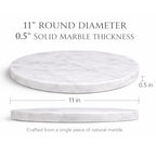 11-Inch Round Marble Cheese Board – Solid White Natural Stone Cutting Board & Charcuterie Serving Tray with Non-Slip Feet, 0.5” Thick, Easy to Clean. - color: White, size: 11"L x 11"W