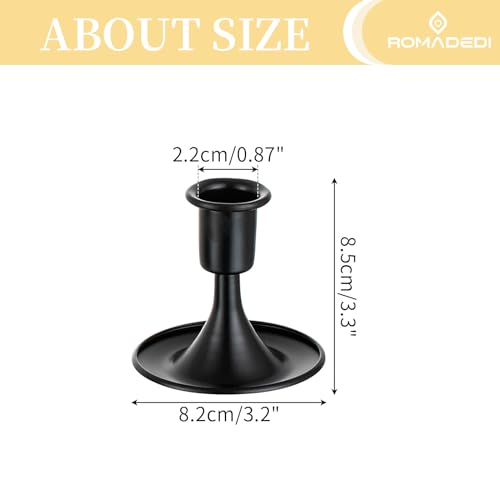 Black Candlestick Candle Holders for Taper ：12 PCS Romadedi Candle Stick Holder Set Vintage Table Centerpiece Halloween Decoration Wedding Christmas Fireplace Mantel Home Deocr - color: Black, size: 12 pcs