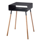 YAMAZAKI Home Plain Side Table with Open Storage Shelf, Rectangular Accent Space Saving Living Room Bedroom Couch End Table - Tall, 23" - Steel + Wood - color: Black, size: Tall