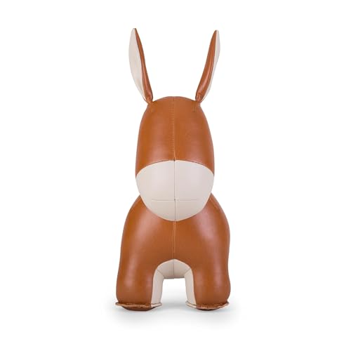 Bookend Donkey Yale, Leather Bookends for Shelves, Handmade Animal Home Decor, Zuny Series, Tan+Wheat - color: Donkey Yale