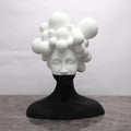 Modern Abstract Resin Sculpture, Black and White Bust with Bubble Crown Design, Contemporary Art Decor