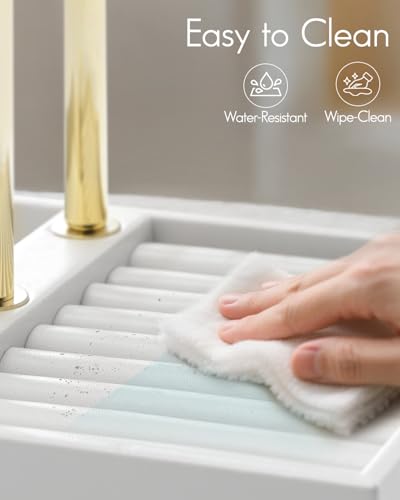 VLANDO 2 Tier Jewelry Stand Organizer with Tary, Leather Jewelry Holder Display for Women, Gold Jewlery Holder Stand for Necklace, Earring, Bracelet, Rings - Cloud White - color: B. Cloud White, size: 2-Layer