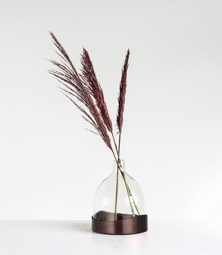 Creative Co-Op Sophisticated Glass Cloche with Metal Tray, Clear and Black Nickel - color: Nickel