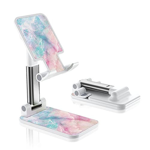 Foldable Phone Stand, Angle-Adjustable Holder - Suits iPhone, Samsung & More - Desk Accessory - color: Colored marble