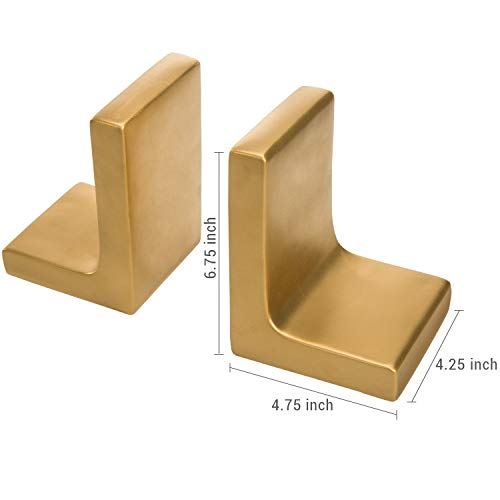 MyGift Modern Gold Concrete Office Bookshelf Decor Bookends for Heavy Book and Textbooks, Desktop Book Holder, 1 Pair - color: Gold