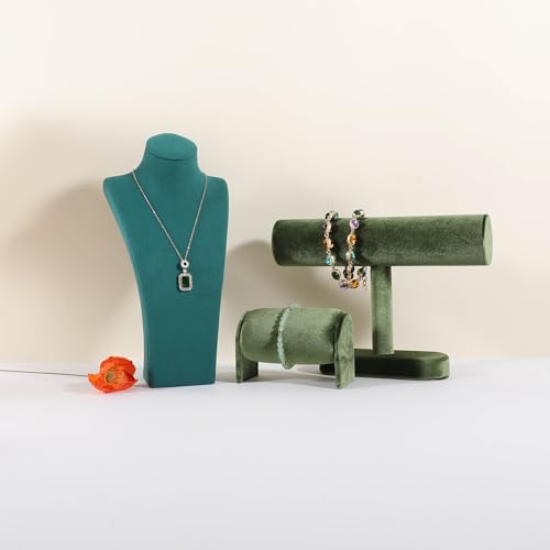 Velvet Watch Display Stand for Selling, Bracelet Storage Organizer for Boutique Store, Woman Jewelry Bangle Holder for Home Decor【Green】 - color: Green