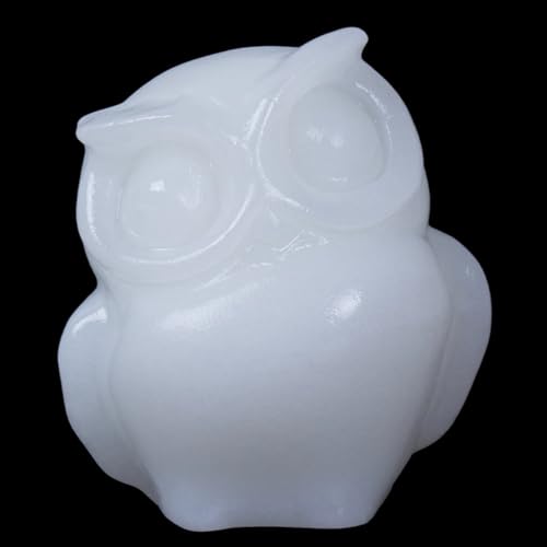 2 Inch Owl Figurine Handcrafted,White Jade Healing Crystal Animal Sculpture,Home Decor Unique Gift for Collectors,Crystal Artwork Nature Lovers Birthday Anniversary Present Spiritual Gift - color: White Jade Owl