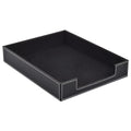 Leather 1-Layer Letter Tray Stackable File Document Tray,A4 Paper Case Rack Desk Office Supplies Organizer Holders,Desktop Organization, Pen Mail Magazine Storage Box(Black) - color: Black