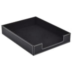 Leather 1-Layer Letter Tray Stackable File Document Tray,A4 Paper Case Rack Desk Office Supplies Organizer Holders,Desktop Organization, Pen Mail Magazine Storage Box(Black) - color: Black