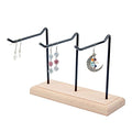 1-Tier 3-Row Wood Jewelry Display Stands 8.27x6.69x6.69 Inch Metal Tabletop Jewelry Organizer Black Metal Earing Tower Stand for Earring Bracelet Watch Chain Keychain for Ring Storage