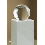 Signature Design by Ashley Sellner Modern 12 in. Crystal and Marble Sculpture, White & Clear - size: 5" W x 5" D x 12.25" H