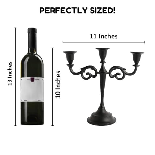 Rely+ 3 Arm Candelabra - 10 Inch Tall Matte Black Tapered Candle Holder - Elegant Candle Stands and Candlesticks Holders for Home Decor - Fits 3/4-Inch-Thick Candles - color: Black Matte, size: 3 Arm