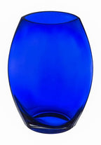 Barski - Handmade Glass - Oval Shaped vase - Cobalt - 8.5 "H (8.5 Inches High) Made in Europe