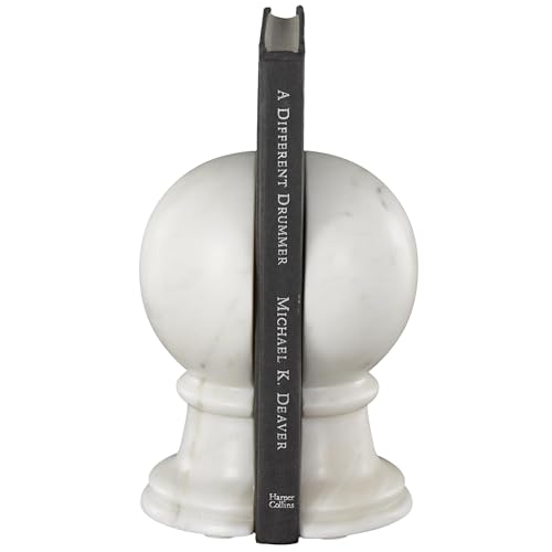 Deco 79 Marble Globe Decorative Bookends Sleek Orb Non Skid Bookends, Set of 2 Office Bookends2 W, 7" H, White - color: White, size: 2"W, 7"H