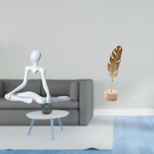 Fenteer Thinker Abstract Sculpture Desktop Figurine Metal Leaf Statue Minimalist Home Decor Iron Wood Artistic Hollow Design Suitable for Living Room Office B