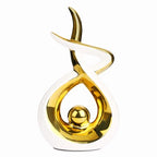 Querro Modern Abstract Ceramic Statue - Elegant White & Gold Decor for Home Living Room, Dining Table Centerpiece & Office Shelf | Luxury Aesthetic Sculpture(Small) - size: Small
