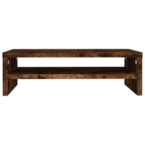Compact Monitor Stand for Home Office Desk, Modern Monitor Stand for Living Room Decor, Engineered Wood with Minimalist Design, Smoked Oak for Workspace Organization