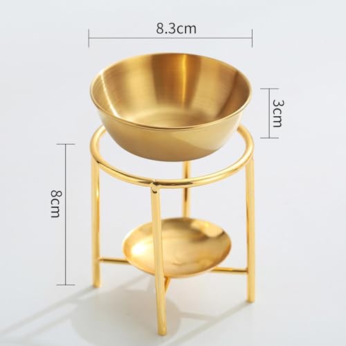 Qianly Essential Oil Burner Tealight Candle Holder Essential Oil Warmer Waxes Melt Burner for Home - color: Gold