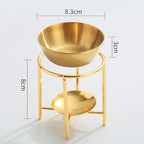 Qianly Essential Oil Burner Tealight Candle Holder Essential Oil Warmer Waxes Melt Burner for Home - color: Gold