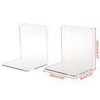 2Pcs Book Ends, Clear Acrylic Bookends, Non-Skid Bookend Supports, Book Stopper for Books/Movies/CDs/Video Games