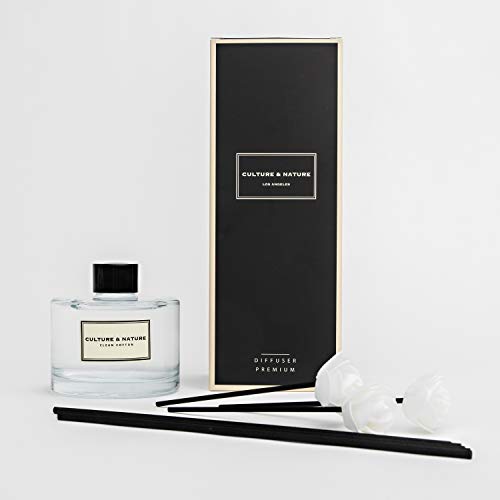 CULTURE & NATURE Reed Diffuser Set 6.7oz (200ml) Clean Cotton Scented Diffuser with Sticks Home Fragrance Reed Diffuser for Bathroom Shelf Decor - size: 6.7 oz
