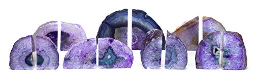 Purple Agate Geode Bookend (2-3.5 lb) - Natural Stone Bookend for Holding Books, iPads, and Kindles - color: Purple, size: 2 - 3.5 lb