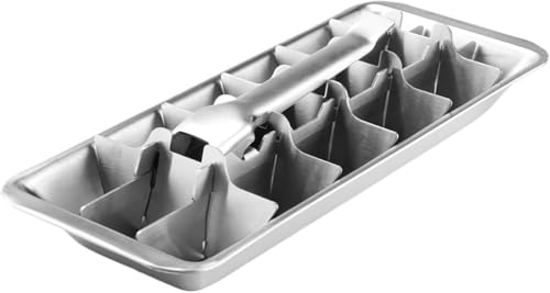 Metal Ice Cube Trays, Stainless Steel Ice Cube Trays, 18-Slot Ice Cube Tray with Easy Release Handle, 10.9x4.4x2.2 Detachable Ice Trays for Bars Kitchens Dishwasher, Stainless Steel Ice Cube